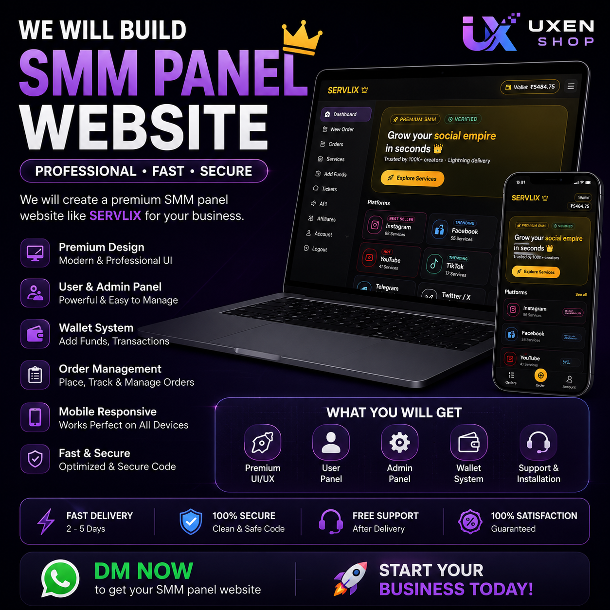 Custom SMM Panel Website