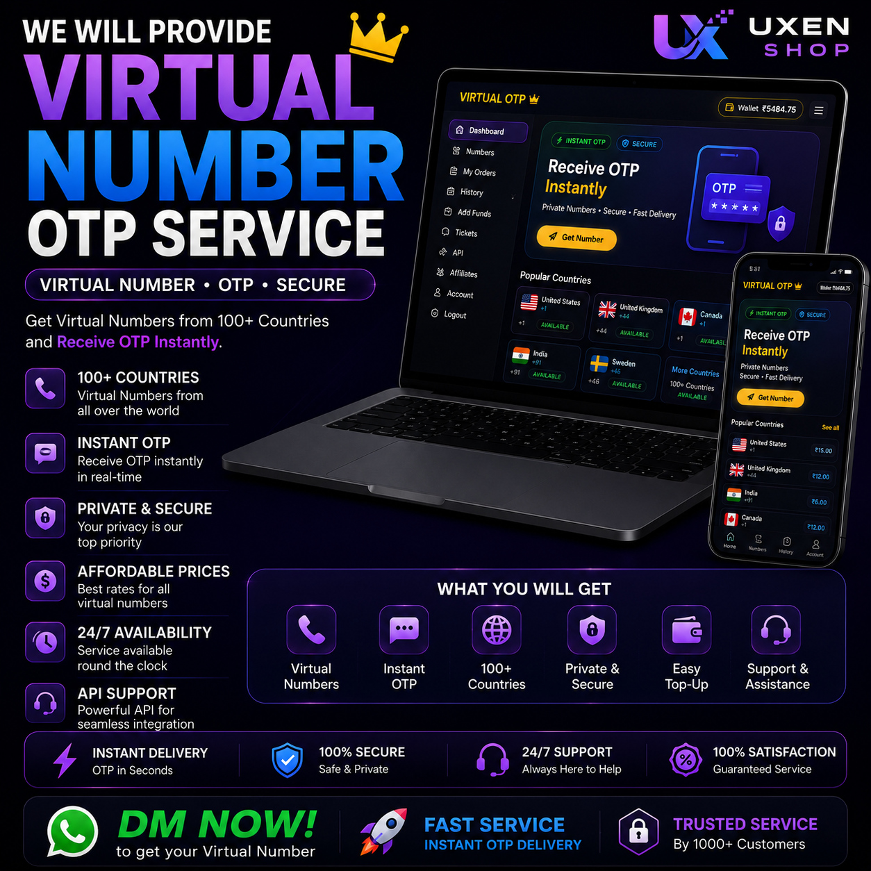 Virtual Number OTP Website